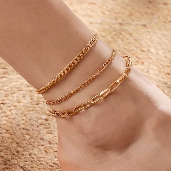 Dainty 18k Gold Chain Anklet Women’s Cute Delicate Link Chain Bracelet - Picture 2 of 2
